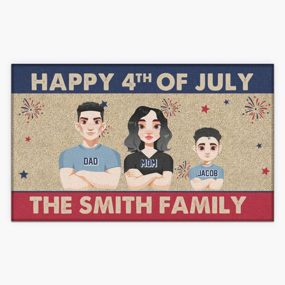 Personalized Custom Doormat - 4th Of July, Welcoming Gift For Family - Happy 4th Of July