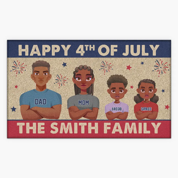 Personalized Custom Doormat - 4th Of July, Welcoming Gift For Family - Happy 4th Of July
