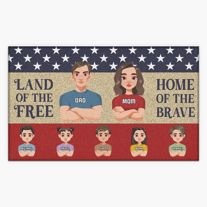 Personalized Custom Doormat - 4th Of July, Welcoming Gift For Family - Land Of The Free Home Of The Brave