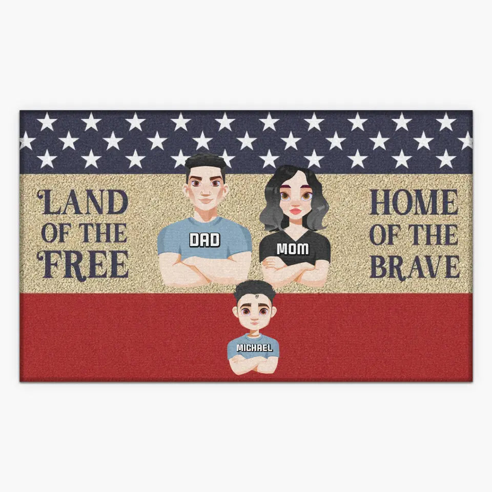 Personalized Custom Doormat - 4th Of July, Welcoming Gift For Family - Land Of The Free Home Of The Brave