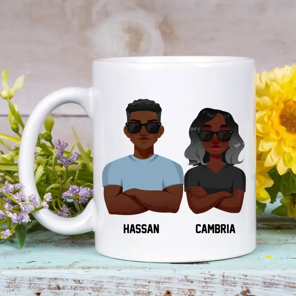 Personalized Custom White Mug - Birthday Gift For Couple - Dope Black Love