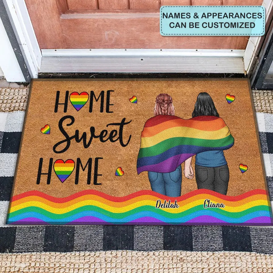 Personalized Custom Doormat - Pride Month, LGBT, Anniversary Gift For Couple - Home Sweet Home