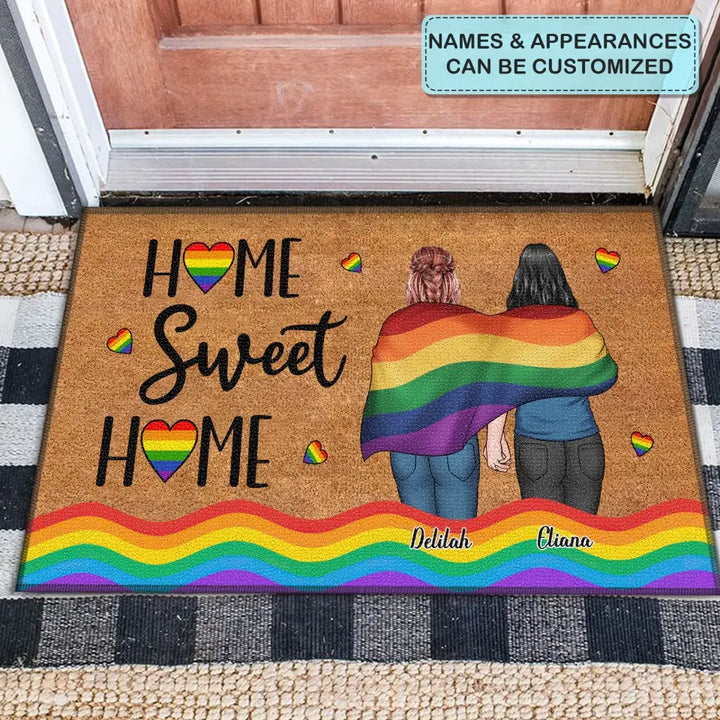 Personalized Custom Doormat - Pride Month, LGBT, Anniversary Gift For Couple - Home Sweet Home