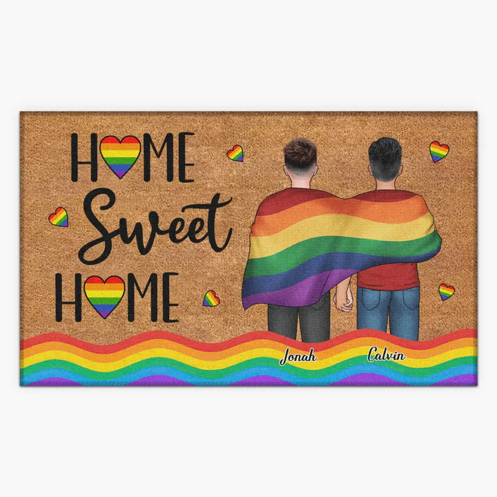 Personalized Custom Doormat - Pride Month, LGBT, Anniversary Gift For Couple - Home Sweet Home