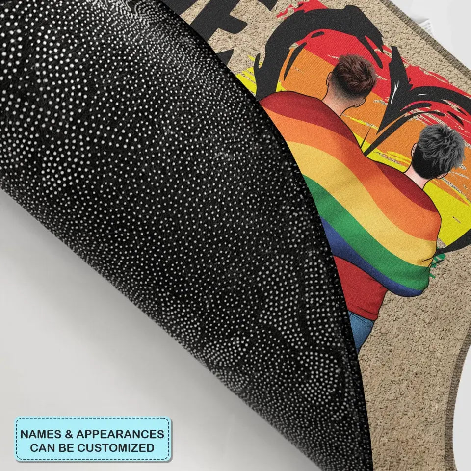 Personalized Custom Doormat - Pride Month, LGBT, Anniversary Gift For Couple - Love Is Love