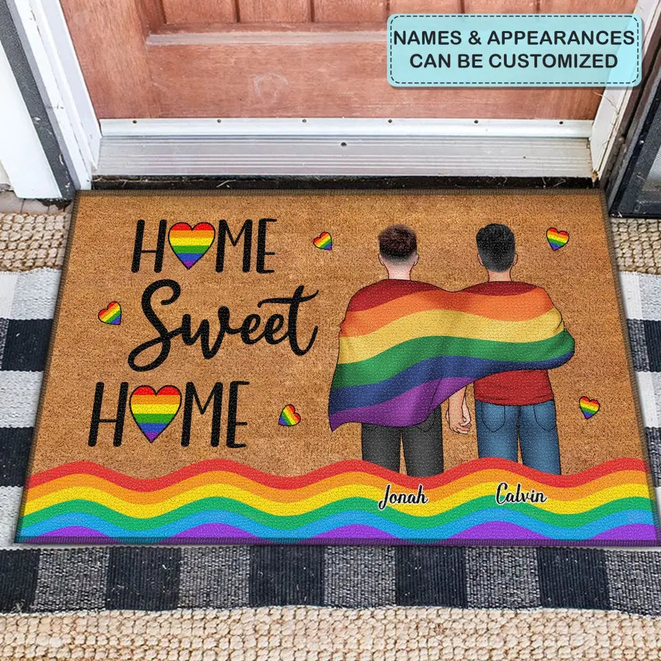 Personalized Custom Doormat - Pride Month, LGBT, Anniversary Gift For Couple - Home Sweet Home