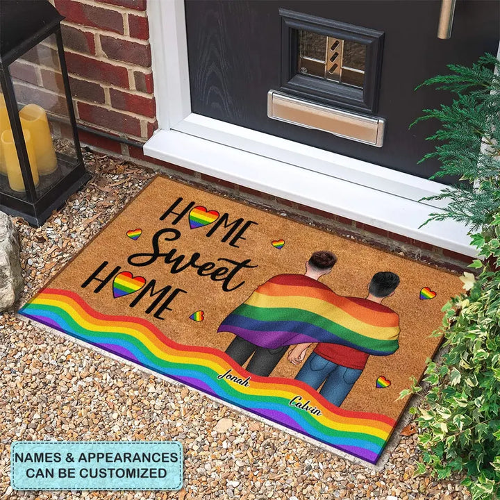 Personalized Custom Doormat - Pride Month, LGBT, Anniversary Gift For Couple - Home Sweet Home