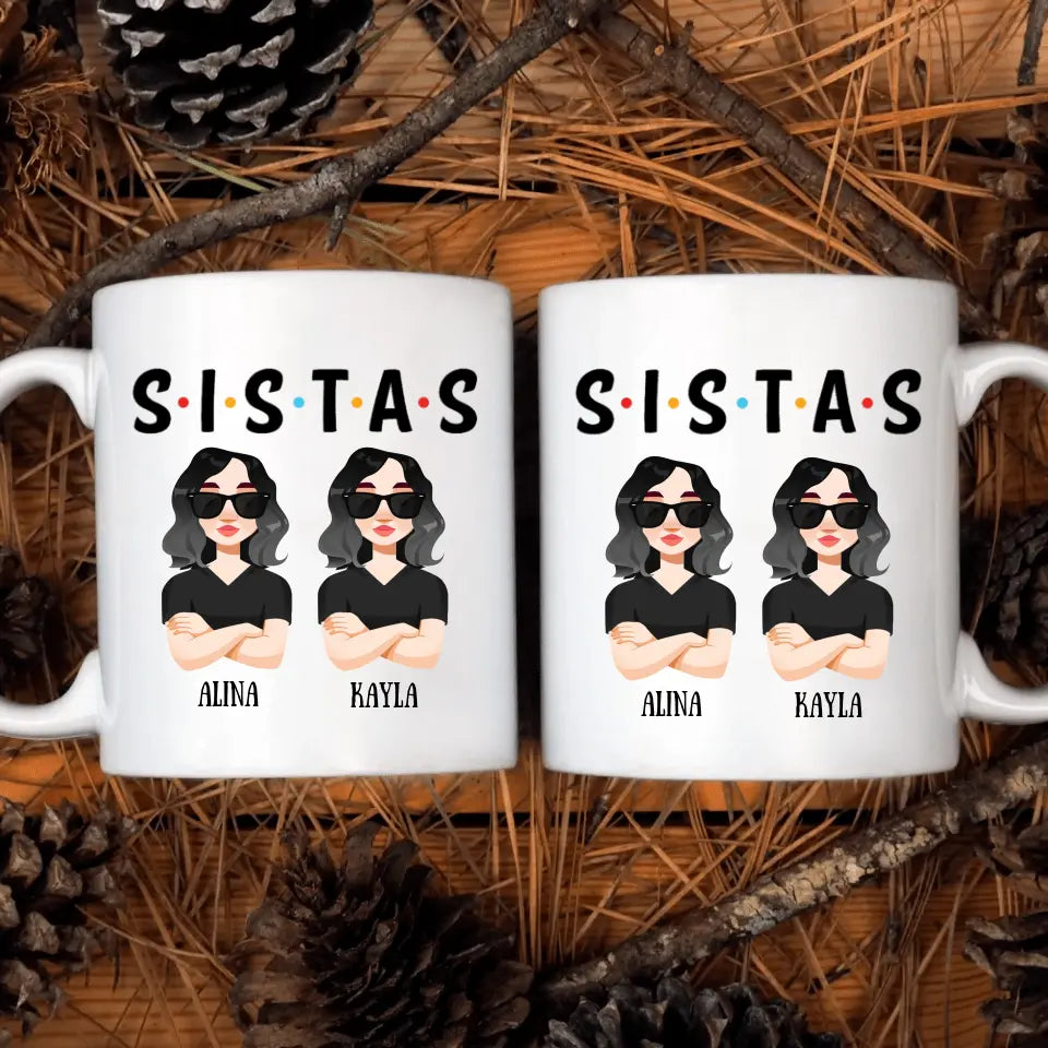 Personalized Custom White Mug - Juneteenth, Birthday Gift For Friends, Besties - Sistas Forever