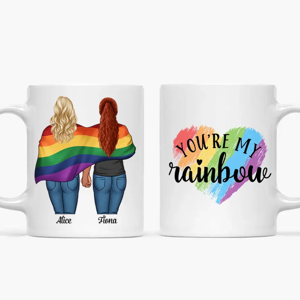 Personalized Custom White Mug - Pride Month, LGBT, Anniversary Gift For Couple - LGBT You're My Rainbow