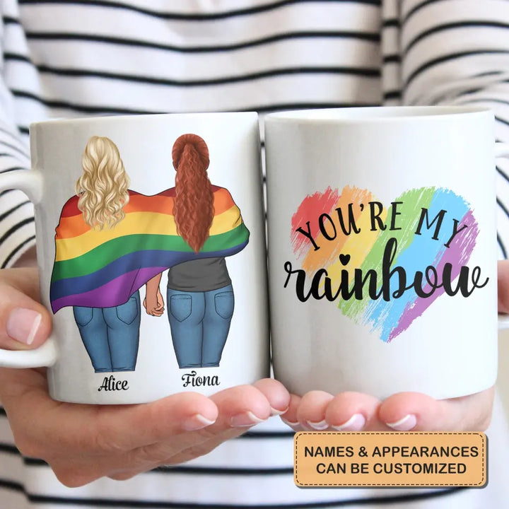 Personalized Custom White Mug - Pride Month, LGBT, Anniversary Gift For Couple - LGBT You're My Rainbow