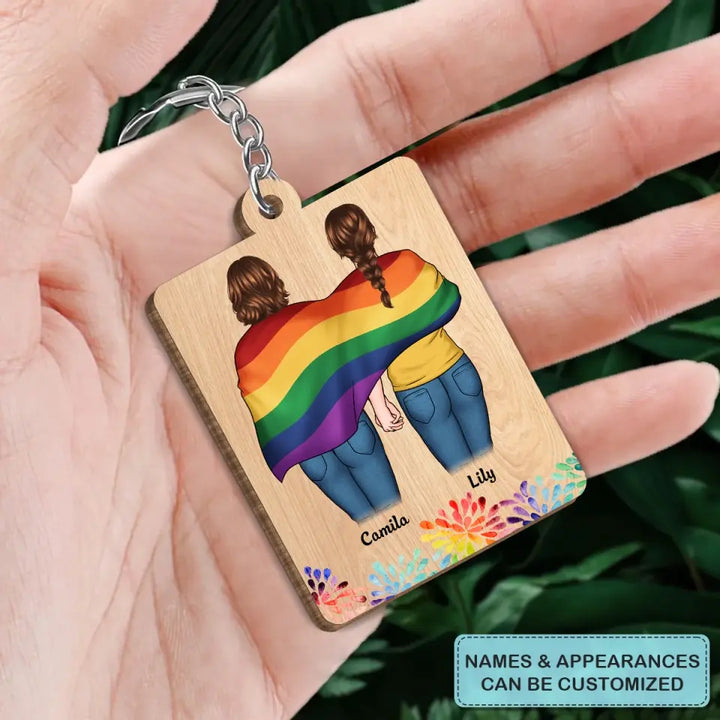 Personalized Custom Wooden Keychain - Pride Month, LGBT, Anniversary Gift For Couple - I Choose You