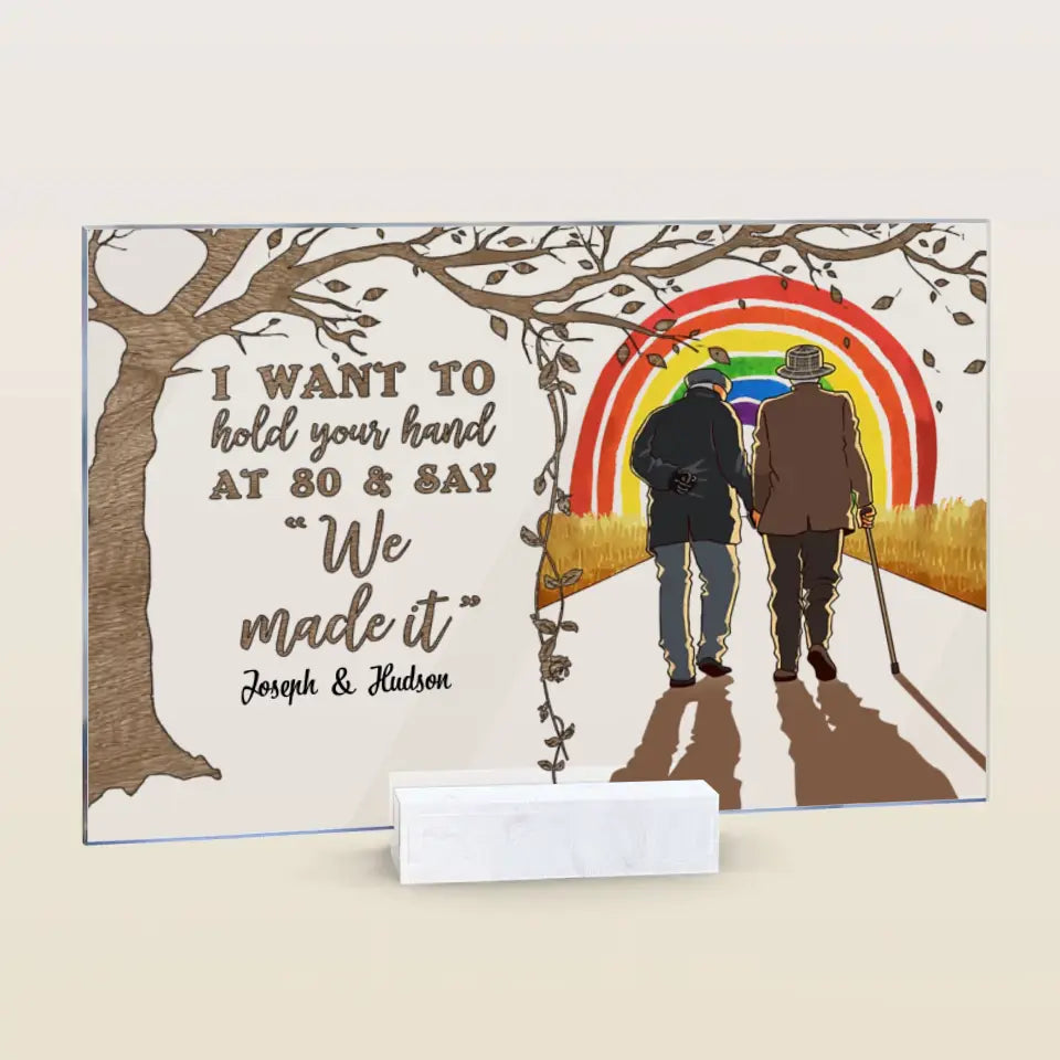 Personalized Custom Acrylic Plaque - Pride Month, LGBT, Anniversary Gift For Couple - I Want To Hold Your Hand