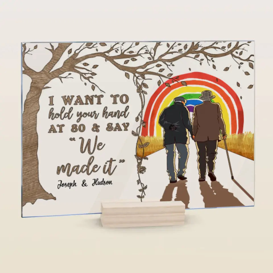 Personalized Custom Acrylic Plaque - Pride Month, LGBT, Anniversary Gift For Couple - I Want To Hold Your Hand