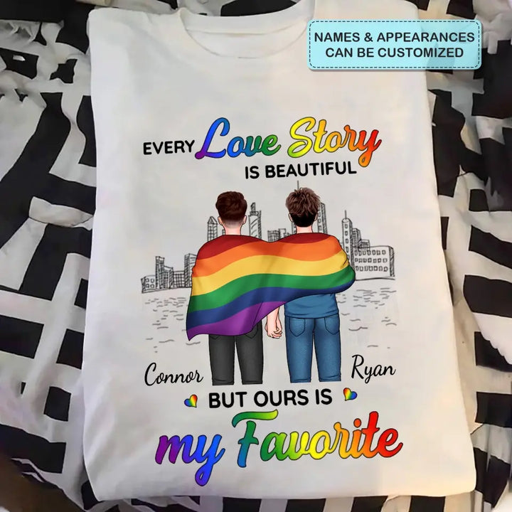 Personalized Custom T-shirt - Pride Month, 4th Of July, LGBT, Anniversary Gift For Couple - Our Love Story Is My Favorite
