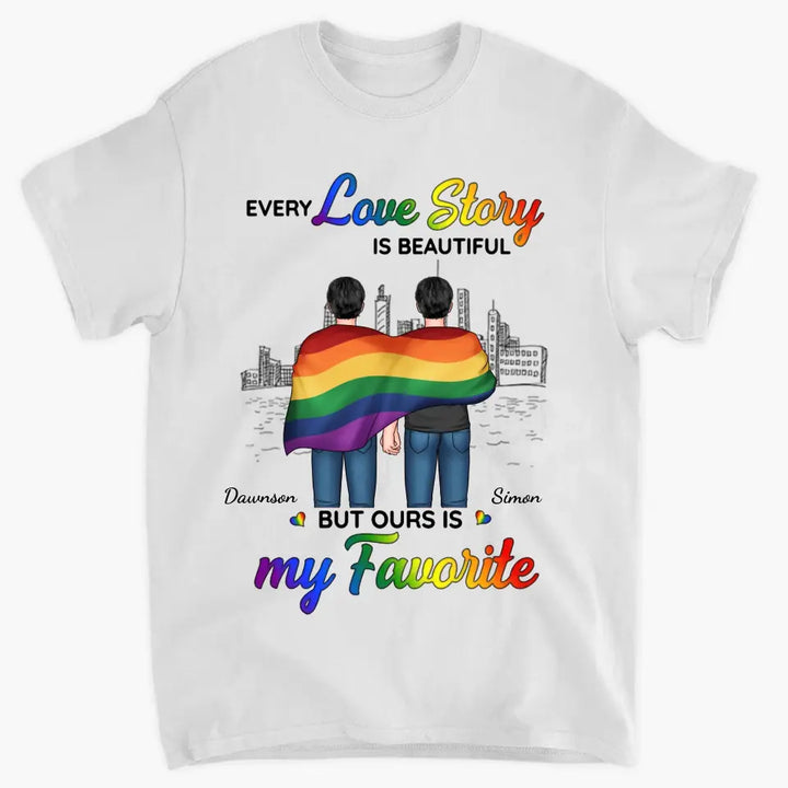 Personalized Custom T-shirt - Pride Month, 4th Of July, LGBT, Anniversary Gift For Couple - Our Love Story Is My Favorite