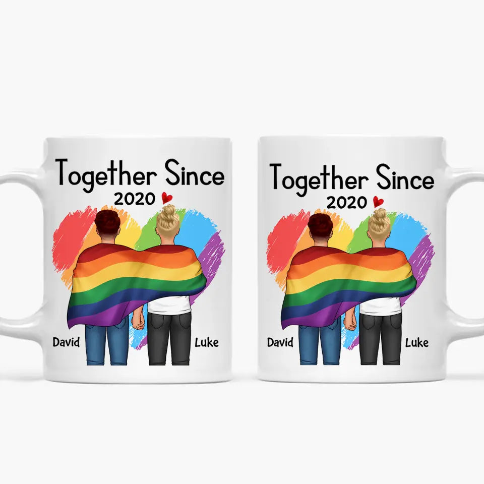 Personalized Custom White Mug - Pride Month, LGBT, Anniversary Gift For Couple - Together Since LGBT
