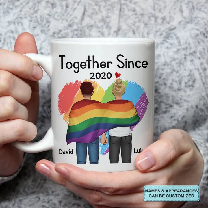 Personalized Custom White Mug - Pride Month, LGBT, Anniversary Gift For Couple - Together Since LGBT