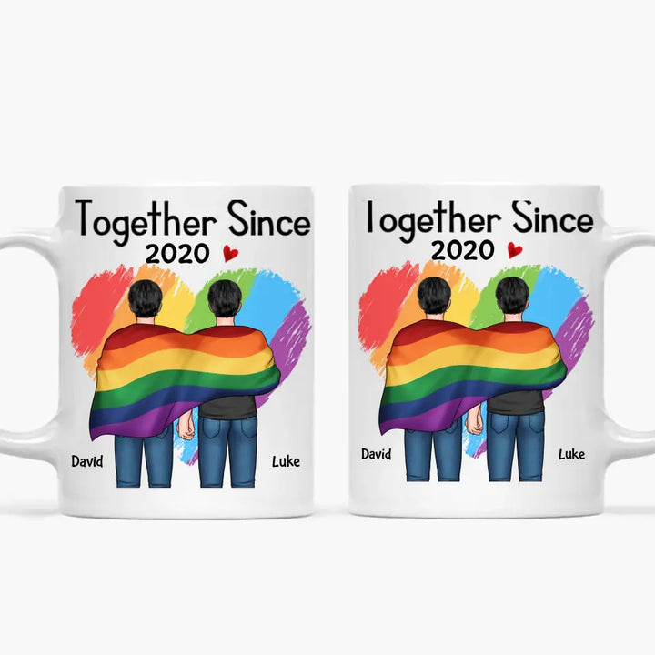 Personalized Custom White Mug - Pride Month, LGBT, Anniversary Gift For Couple - Together Since LGBT