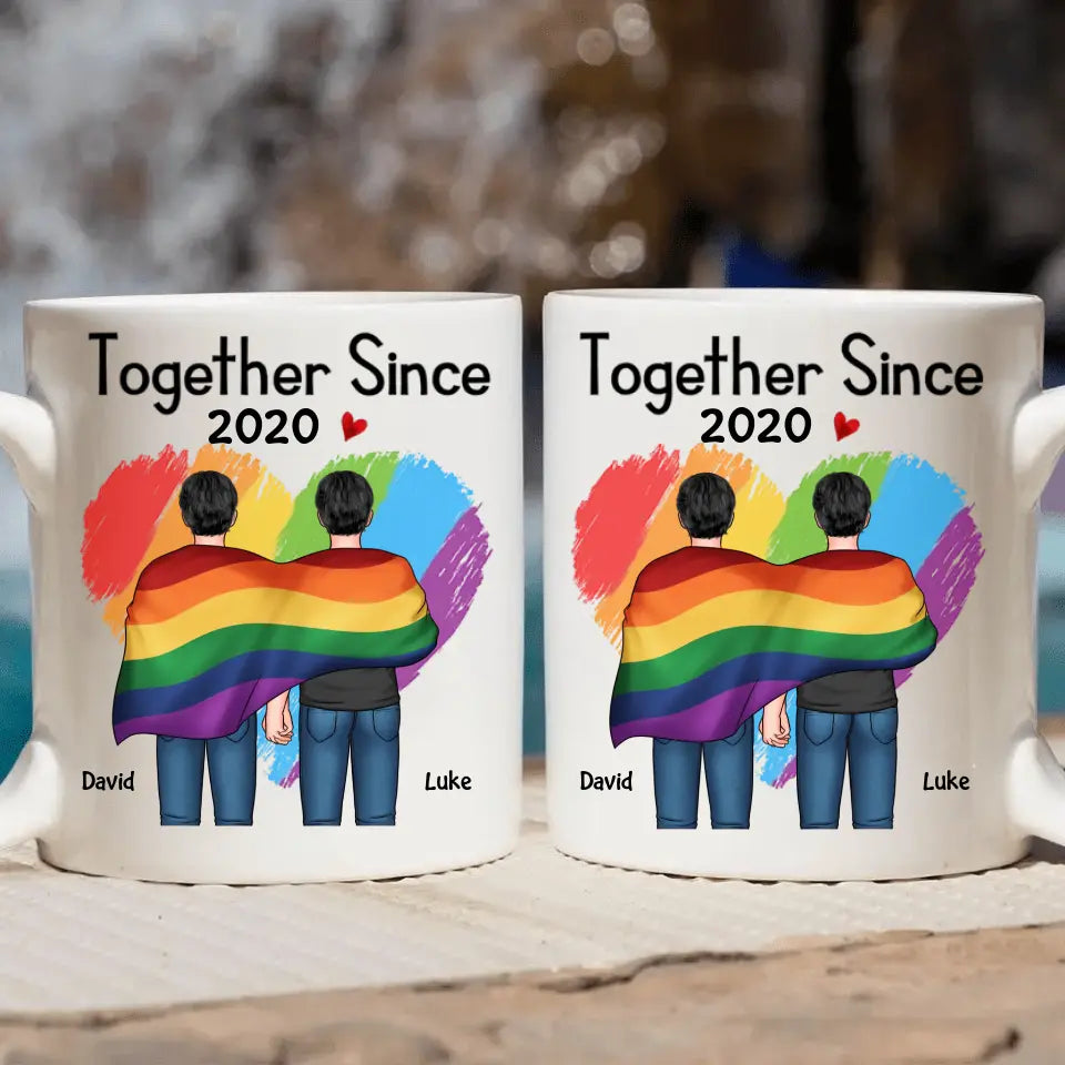 Personalized Custom White Mug - Pride Month, LGBT, Anniversary Gift For Couple - Together Since LGBT
