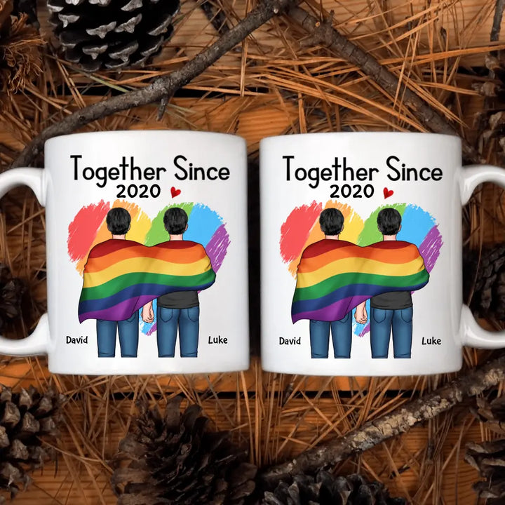 Personalized Custom White Mug - Pride Month, LGBT, Anniversary Gift For Couple - Together Since LGBT
