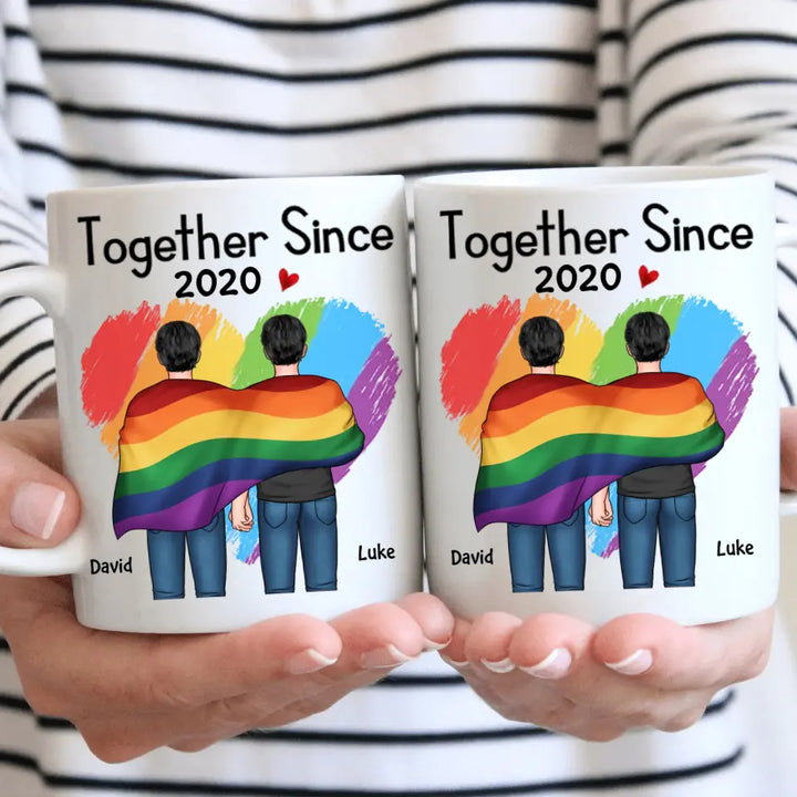 Personalized Custom White Mug - Pride Month, LGBT, Anniversary Gift For Couple - Together Since LGBT