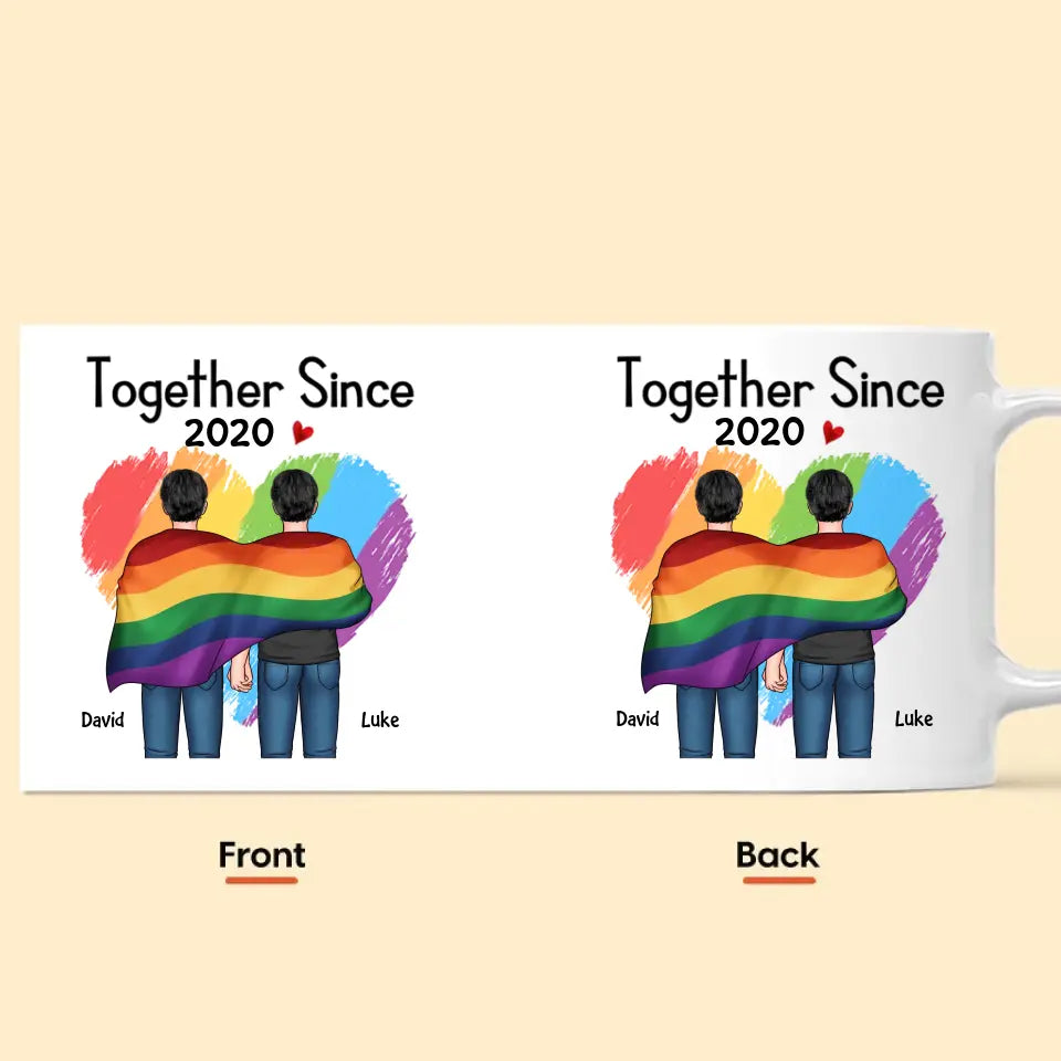 Personalized Custom White Mug - Pride Month, LGBT, Anniversary Gift For Couple - Together Since LGBT