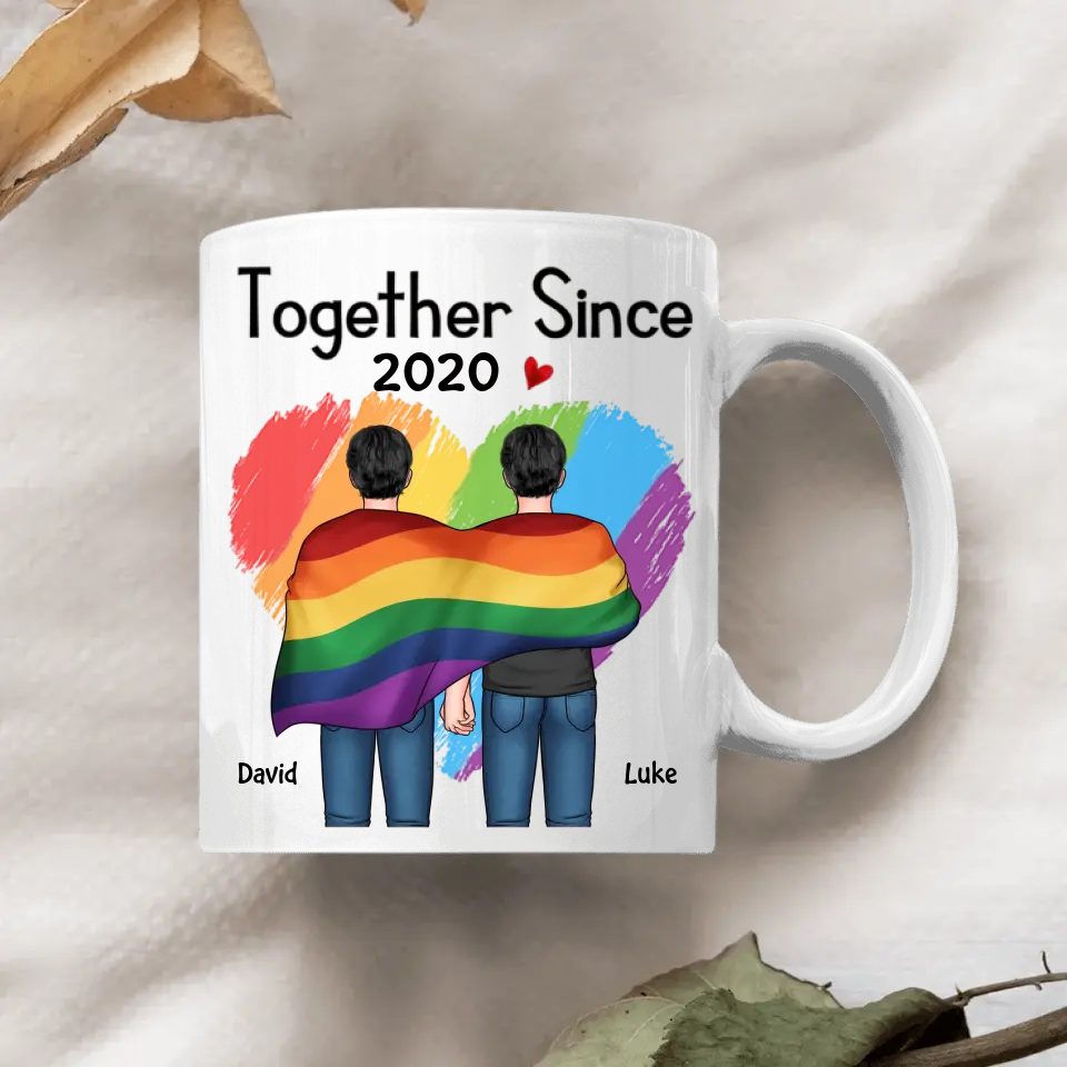 Personalized Custom White Mug - Pride Month, LGBT, Anniversary Gift For Couple - Together Since LGBT