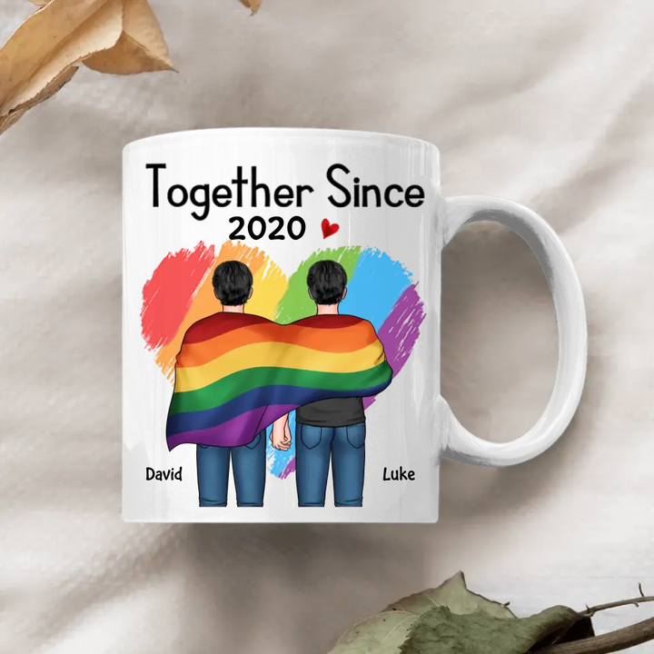Personalized Custom White Mug - Pride Month, LGBT, Anniversary Gift For Couple - Together Since LGBT