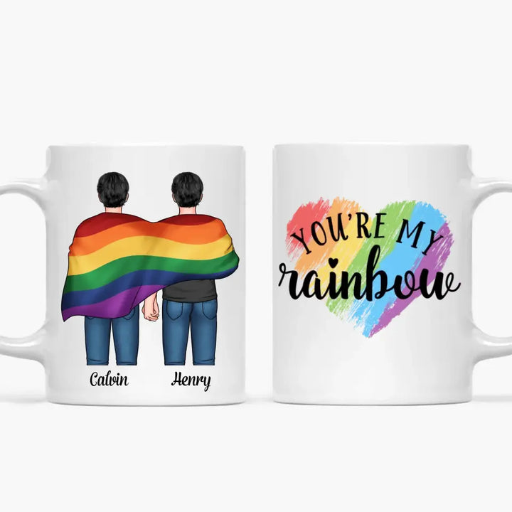 Personalized Custom White Mug - Pride Month, LGBT, Anniversary Gift For Couple - LGBT You're My Rainbow