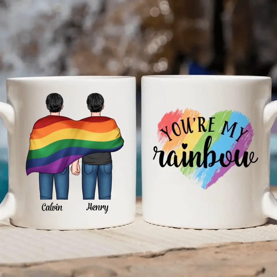 Personalized Custom White Mug - Pride Month, LGBT, Anniversary Gift For Couple - LGBT You're My Rainbow