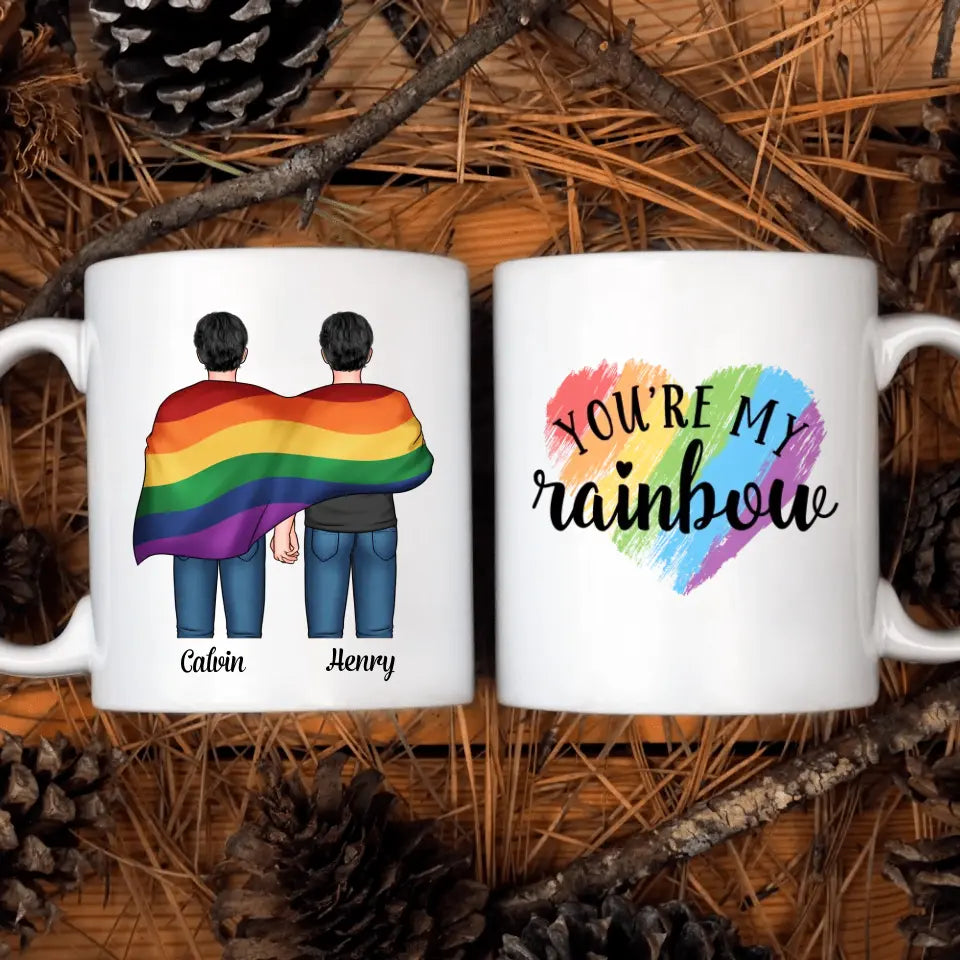 Personalized Custom White Mug - Pride Month, LGBT, Anniversary Gift For Couple - LGBT You're My Rainbow