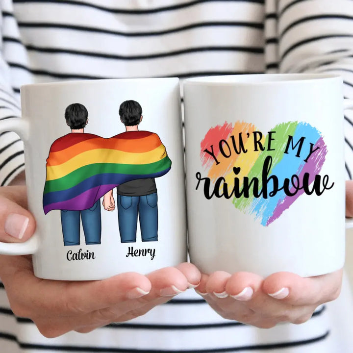 Personalized Custom White Mug - Pride Month, LGBT, Anniversary Gift For Couple - LGBT You're My Rainbow