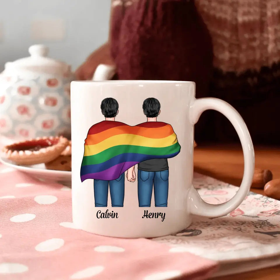 Personalized Custom White Mug - Pride Month, LGBT, Anniversary Gift For Couple - LGBT You're My Rainbow