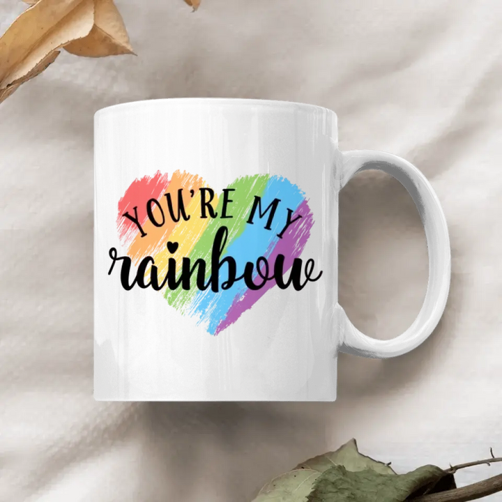 Personalized Custom White Mug - Pride Month, LGBT, Anniversary Gift For Couple - LGBT You're My Rainbow