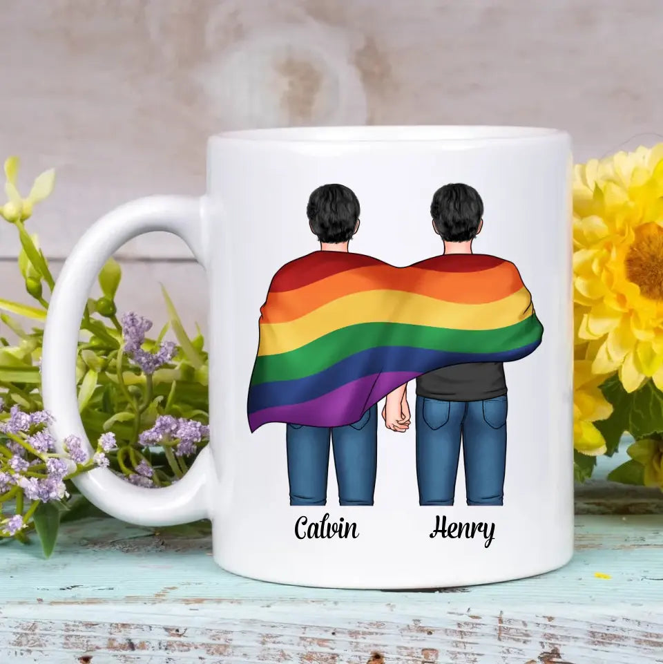 Personalized Custom White Mug - Pride Month, LGBT, Anniversary Gift For Couple - LGBT You're My Rainbow