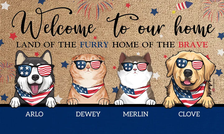 Personalized Custom Doormat - 4th Of July, Birthday Gift For Pet Lover - Welcome To Our Home
