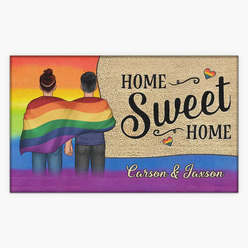 Personalized Custom Doormat - Pride Month, LGBT, Anniversary Gift For Couple - Home Sweet Home