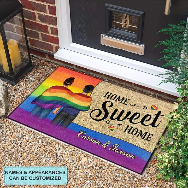 Personalized Custom Doormat - Pride Month, LGBT, Anniversary Gift For Couple - Home Sweet Home