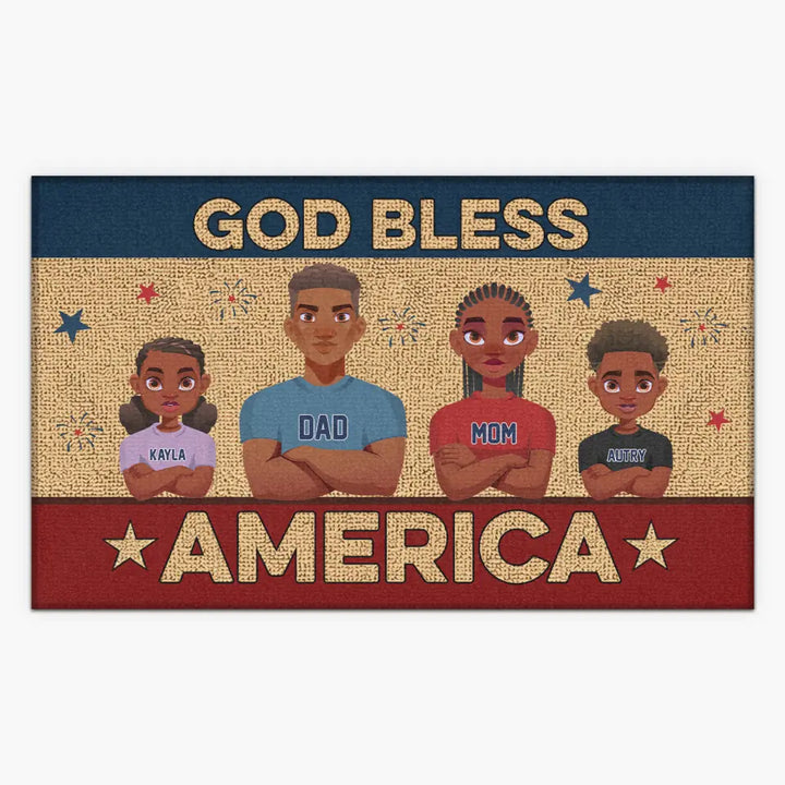 Personalized Custom Doormat - 4th Of July, Welcoming Gift For Family - God Blessed America