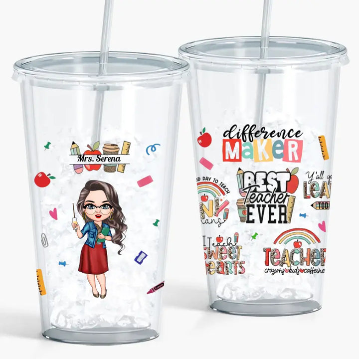 Personalized Acrylic Tumbler - Teacher's Day, Birthday Gift For Teacher - Difference Maker ARND018