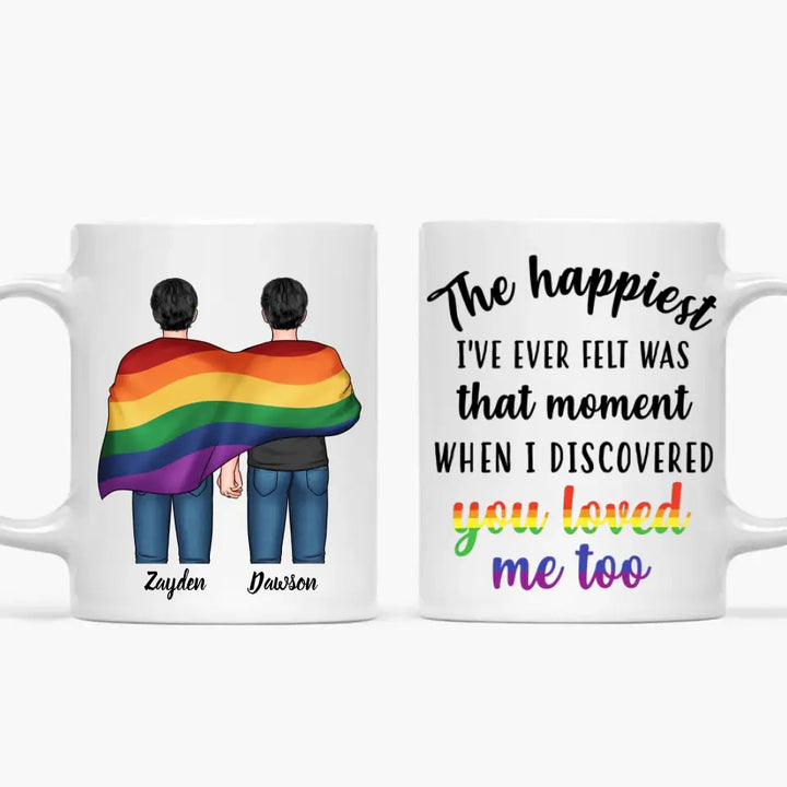 Personalized Custom White Mug - Pride Month, LGBT, Anniversary Gift For Couple - The Happiest Moment