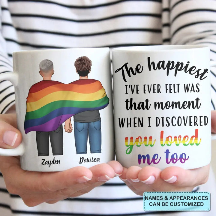 Personalized Custom White Mug - Pride Month, LGBT, Anniversary Gift For Couple - The Happiest Moment