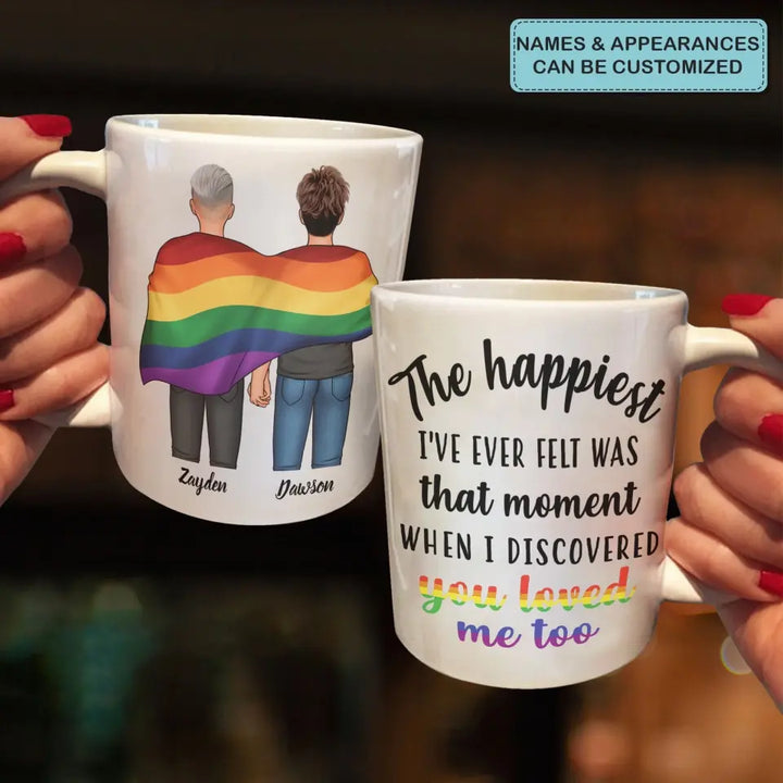 Personalized Custom White Mug - Pride Month, LGBT, Anniversary Gift For Couple - The Happiest Moment