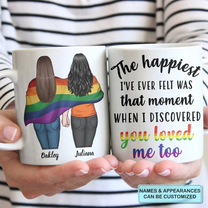 Personalized Custom White Mug - Pride Month, LGBT, Anniversary Gift For Couple - The Happiest Moment