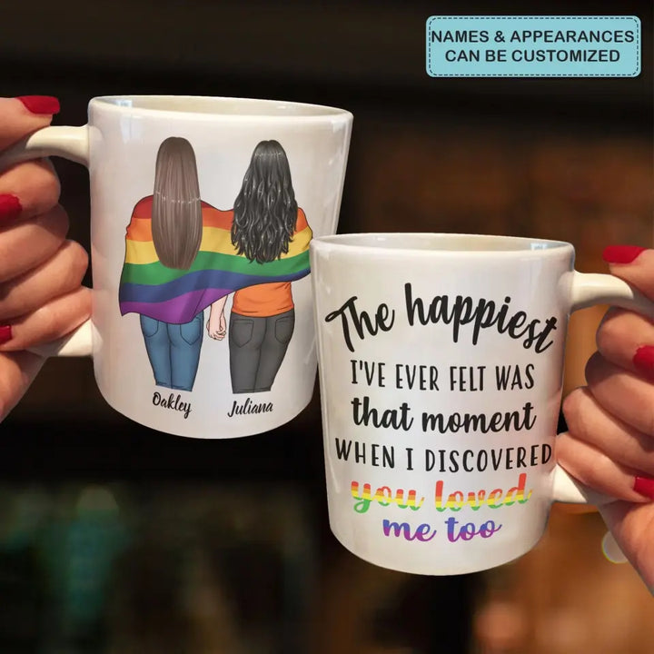 Personalized Custom White Mug - Pride Month, LGBT, Anniversary Gift For Couple - The Happiest Moment