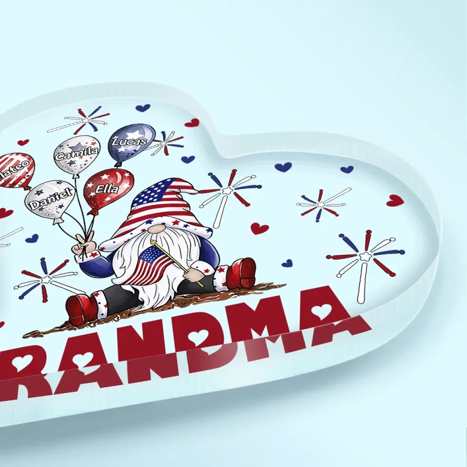 Personalized Custom Heart-shaped Acrylic Plaque - 4th Of July, Mother's Day, Birthday Gift For Mom, Grandma - July Brings Joy And Happiness