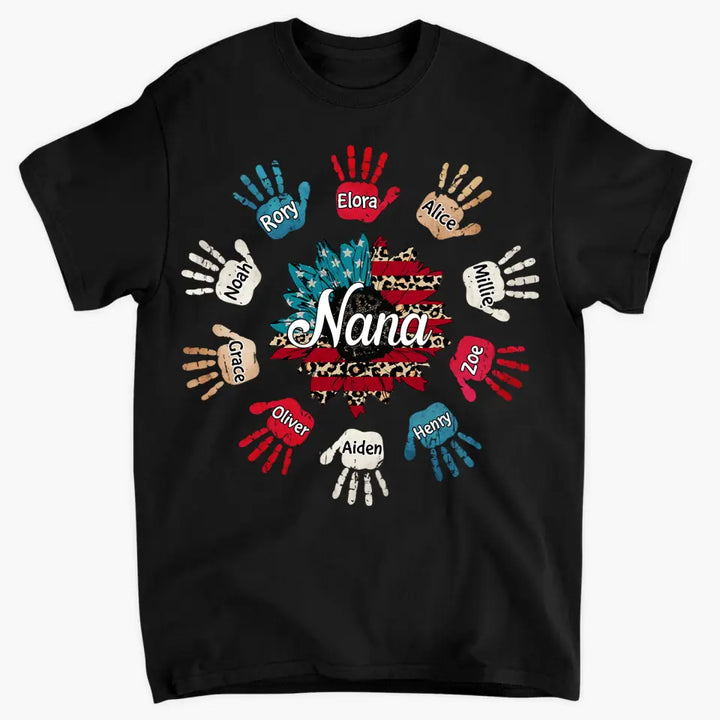 Personalized Custom T-shirt - 4th Of July Gift For Grandma - Nana Hand Print