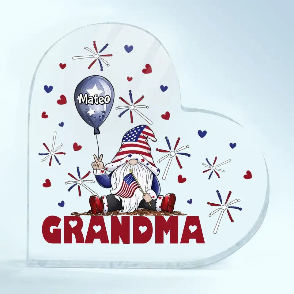 Personalized Custom Heart-shaped Acrylic Plaque - 4th Of July, Mother's Day, Birthday Gift For Mom, Grandma - July Brings Joy And Happiness