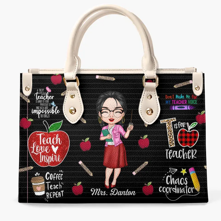 Personalized Leather Bag - Gift For Teacher - Teach Love Inspire Teacher V2