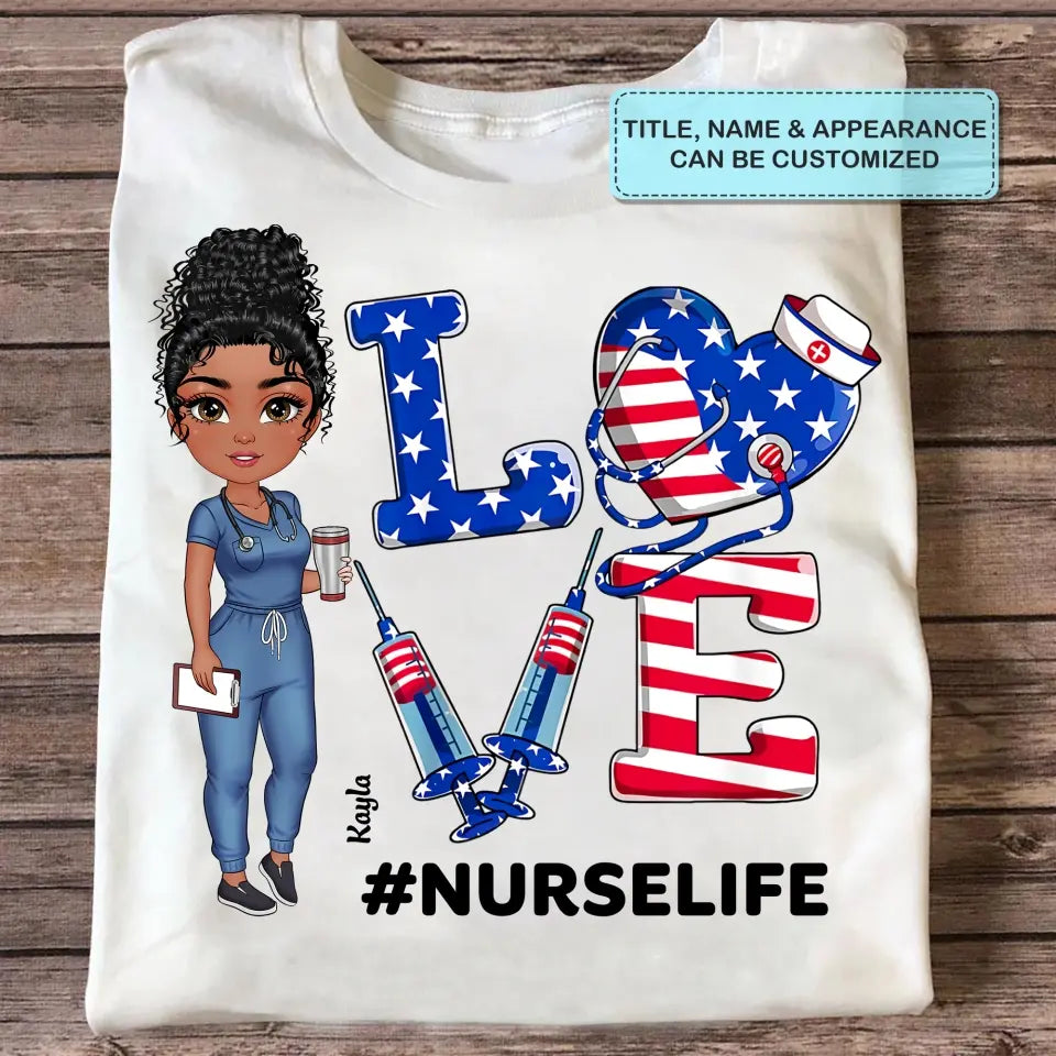 Personalized Custom T-shirt - Birthday, Nurse's Day Gift For Nurse - Nurse 4th Of July Nurse
